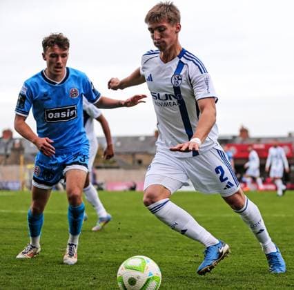 Club Friendly, Dalymount Park, Dublin 11 10 2025 Bohemians vs Schalke 04 Bohemians Archie Meekison and Felipe Sanchez of Schalke Archie Meekison and Felipe Sanchez 11 10 2025  Copyright: x INPHO DanxClohessyx DC023691 copy