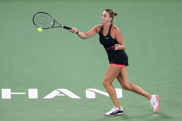 WUHAN, CHINA - OCTOBER 11: Aryna Sabalenka of Belarus returns a shot in the Women s Singles Semifinal match against Jessica Pegula of the United States on day 8 of 2025 Wuhan Open at Optics Valley International Tennis Center on October 11, 2025 in Wuhan, Hubei Province of China.  Copyright: xVCGx 111596588241
