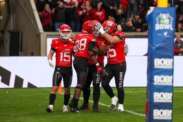 Emotion from Potsdam, GFL Bowl 2025 , Dresden Monarchs vs Potsdam Royals, 2025_10_11 , Photo : Foot.Bowl Thomas Sobotzki Copyright: xFootxBowl ThomasxSobotzkix