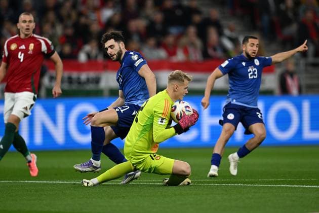 Peter Szappanos (Hungary) during the UEFA European 2026 - Qualifying round - Matchday 7 between Hungary vs. Armenia on 11 October 2025 at the Puskas Arena, Budapest, Hungary  Copyright: xVincenzoxOrlando IPAxSportx xipa-agency.netx xx IPA_66433429 IPA_Agency_IPA66433429