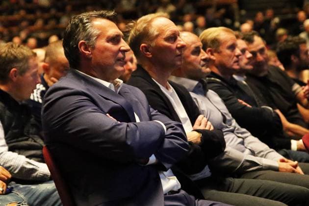 11.10.2025, xmohx, Fussball 3.Liga, 1.FC Saarbruecken - Mitgliederversammlung 2025 v.l. Trainer Alois Schwartz (1.FC Saarbruecken) und Sportdirektor Jürgen Luginger (1.FC Saarbruecken) (DFL DFB REGULATIONS PROHIBIT ANY USE OF PHOTOGRAPHS as IMAGE SEQUENCES and or QUASI-VIDEO) Saarbruecken