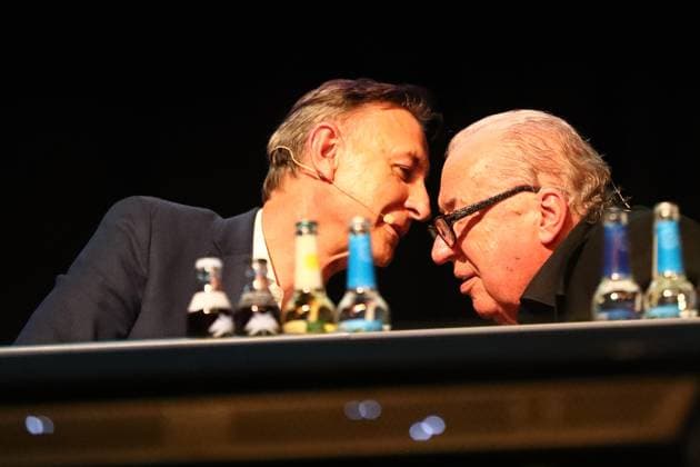 11.10.2025, xmohx, Fussball 3.Liga, 1.FC Saarbruecken - Mitgliederversammlung 2025 v.l. Schatzmeister Prof. Dieter Weller (1.FC Saarbruecken) Präsident Hartmut Ostermann (1.FC Saarbruecken) (DFL DFB REGULATIONS PROHIBIT ANY USE OF PHOTOGRAPHS as IMAGE SEQUENCES and or QUASI-VIDEO) Saarbruecken