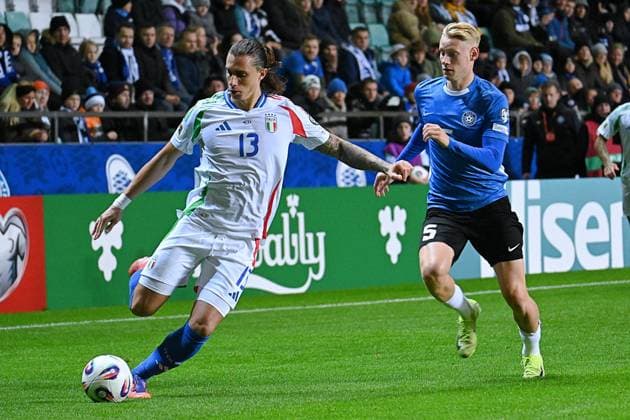 Riccardo Calafiori (Italia) in action during Qualifiers - Estonia vs Italy, FIFA World Cup, WM, Weltmeisterschaft, Fussball match in Tallin, Estonia, October 11 2025  Copyright: xPasqualexGolia IPAxSportx xipa-agency.netx xx IPA_66439159 IPA_Agency_IPA66439159