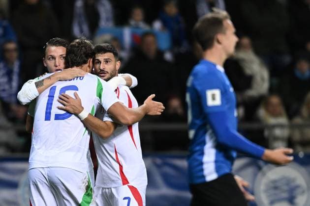 Db Tallin 11 10 2025 - qualificazioni Mondiali 2026 Estonia-Italia foto Daniele Buffa Image nella foto: esultanza gol Mateo Retegui 
