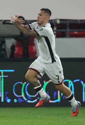Serbia vs Albania, Group K World Cup 2026 European Qualifiers Leskovac, Serbia. 11th Oct, 2025. Albania s Rey Manaj Celebrating after scoring a goal during the Group K World Cup 2026 European Qualifiers football match between Serbia and Albania on October 11. 2025. in Leskovac, Serbia. Leskovac Serbia Copyright: xPedjaxMilosavljevic STARSPORTx