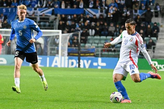 Giacomo Raspadori (Italy) in action during Qualifiers - Estonia vs Italy, FIFA World Cup, WM, Weltmeisterschaft, Fussball match in Tallin, Estonia, October 11 2025  Copyright: xPasqualexGolia IPAxSportx xipa-agency.netx xx IPA_66441714 IPA_Agency_IPA66441714