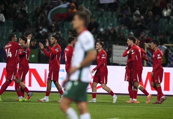 Bulgaria v Turkiye - 2026 FIFA World Cup, WM, Weltmeisterschaft, Fussball European Qualifiers SOFIA, BULGARIA - OCTOBER 11: Players of Turkiye celebrate after scoring a goal during the 2026 FIFA World Cup European Qualifier Group E match between Bulgaria and Turkiye at Vasil Levski National Stadium in Sofia, Bulgaria on October 11, 2025. Mehmet Emin Menguarslan Anadolu Sofia Bulgaria. Editorial use only. Please get in touch for any other usage.  Copyright: x2025xAnadoluxMehmetxEminxMenguarslanx