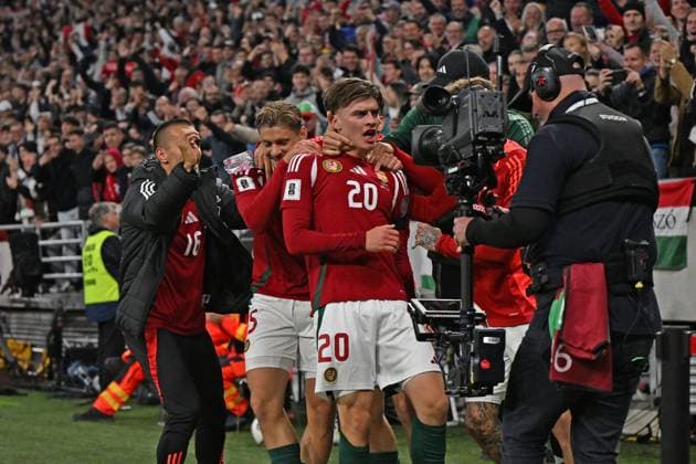 CALCIO - FIFA Mondiali - Qualifiers - Hungary vs Armenia Happiness of Zsombor Gruber (Hungary) after scores a goal during the UEFA European 2026 - Qualifying round - Matchday 7 between Hungary vs. Armenia on 11 October 2025 at the Puskas Arena, Budapest, Hungary Budapest Hungary  Copyright: xIPAxSport ABACAx