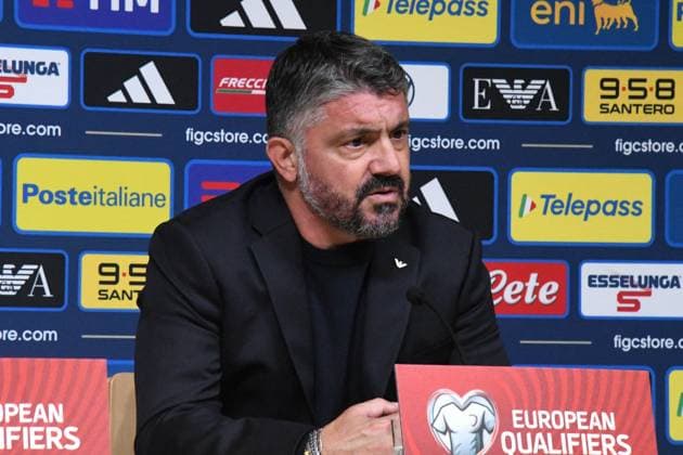 CALCIO - FIFA Mondiali - Qualifiers - Estonia vs Italy gGennaro Gattuso (CT Italia) press conference, PK, Pressekonferenz during Qualifiers - Estonia vs Italy, FIFA World Cup, WM, Weltmeisterschaft, Fussball match in Tallin, Estonia, October 11 2025 Tallin Estonia  Copyright: xIPAxSport ABACAx