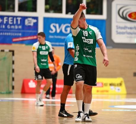 11.10.2025, xmohx, Handball 3.Liga Staffel Südwest, HG Saarlouis - TV Kirchzell v.l. Enttäuschter Lars Weißgerber (Saarlouis) (DFL DFB REGULATIONS PROHIBIT ANY USE OF PHOTOGRAPHS as IMAGE SEQUENCES and or QUASI-VIDEO) Saarlouis