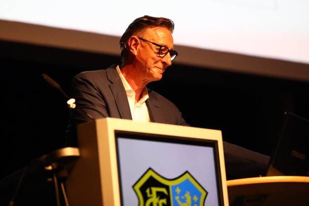 11.10.2025, xmohx, Fussball 3.Liga, 1.FC Saarbruecken - Mitgliederversammlung 2025 v.l. Schatzmeister Prof. Dieter Weller (1.FC Saarbruecken) (DFL DFB REGULATIONS PROHIBIT ANY USE OF PHOTOGRAPHS as IMAGE SEQUENCES and or QUASI-VIDEO) Saarbruecken