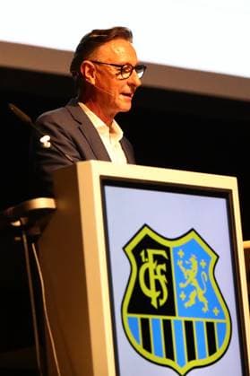 11.10.2025, xmohx, Fussball 3.Liga, 1.FC Saarbruecken - Mitgliederversammlung 2025 v.l. Schatzmeister Prof. Dieter Weller (1.FC Saarbruecken) (DFL DFB REGULATIONS PROHIBIT ANY USE OF PHOTOGRAPHS as IMAGE SEQUENCES and or QUASI-VIDEO) Saarbruecken