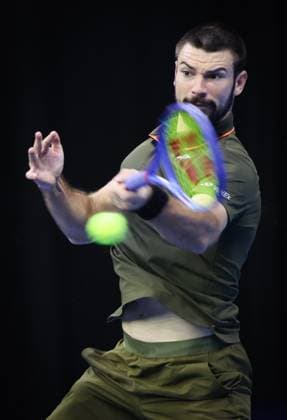 Jurij Rodionov pictured in action during the European Open ATP, Tennis Herren tennis tournament in Brussels, on Sunday 12 October 2025. This year s edition of the tournament is taking place from 12 to 19 October 2025. VIRGINIExLEFOUR  x136589350x