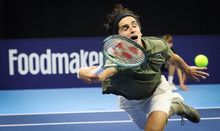 Pierre-Hughes Herbert pictured in action during the European Open ATP, Tennis Herren tennis tournament in Brussels, on Sunday 12 October 2025. This year s edition of the tournament is taking place from 12 to 19 October 2025. VIRGINIExLEFOUR  x136589733x