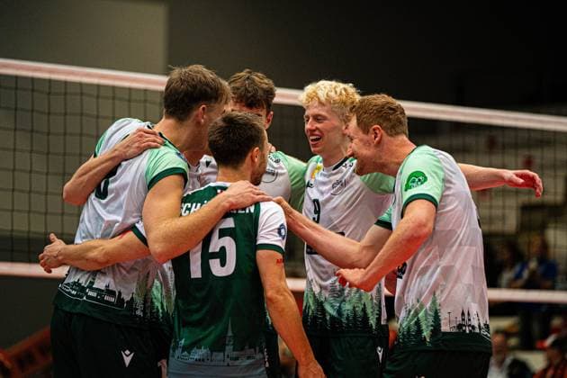 Volleyball I Herren I Saison 2025 2026 I Volleyball Bundesliga Ligacup I FT1844 Freiburg - HELIOS Grizzlys Giesen I 12.10.2025 FT 1844 Freiburg jubelt Copyright: xLobeca Bjorn-OlexKehmx