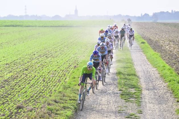 Slovenian Matej Mohoric pictured in action during the men elite race at the UCI World Gravel Championships, Sunday 12 October 2025, in Maastricht, The Netherlands. DIRKxWAEM  x136593993x