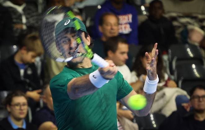 Eliot Spizzirri pictured in action during the European Open ATP, Tennis Herren tennis tournament in Brussels, on Sunday 12 October 2025. This year s edition of the tournament is taking place from 12 to 19 October 2025. VIRGINIExLEFOUR  x136595703x