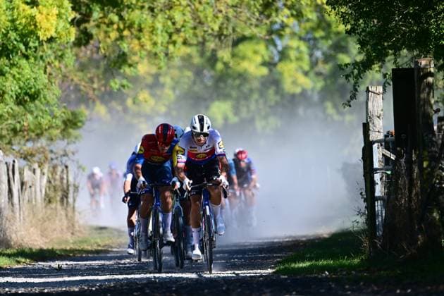 Paris Tours 2025 Cycling Race TOURS, FRANCE - OCTOBER 12 : Rider of Lidl - Trek in action during the 119th edition of Paris Tours an UCI ProSeries 1.Pro one day cycling road race for Men Elite of 211.6 km with start in Chartres and finish in Tours on October 12, 2025 in Tours, France, 12 10 2025 ( Motordriver Guy De Vuyst - Tours France  Copyright: xPeterxDexVoechtx