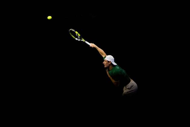 French Valentin Royer pictured in action during the European Open ATP, Tennis Herren tennis tournament in Brussels, on Sunday 12 October 2025. This year s edition of the tournament is taking place from 12 to 19 October 2025. JASPERxJACOBS  x136604141x