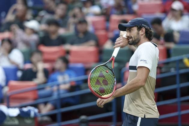SHANGHAI, CHINA - OCTOBER 12: Valentin Vacherot of Monaco reacts during men s single final match against Arthur Rinderknech of France on day 14 of the 2025 Shanghai Rolex Masters at Qi Zhong Tennis Center on October 12, 2025 in Shanghai, China. (Photo by Qian Jun) Copyright: xQianxJunx Sportspressphoto_SPR41504