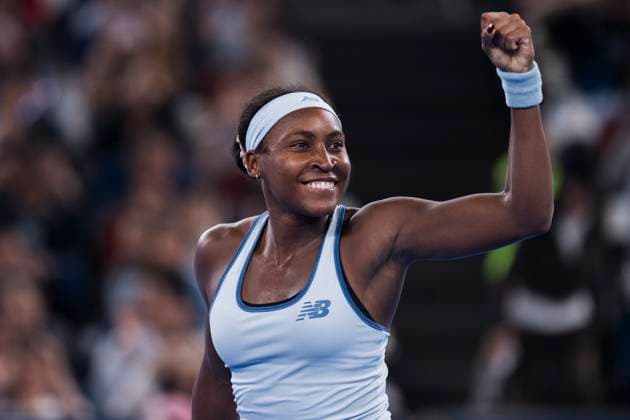 (251012) -- WUHAN, Oct. 12, 2025 -- Coco Gauff celebrates victory after the women s singles final between Jessica Pegula of the United States and Coco Gauff of the United States at the 2025 Wuhan Open tennis tournament in Wuhan, central China s Hubei Province, Oct. 12, 2025. ) (SP)CHINA-WUHAN-TENNIS-WUHAN OPEN-WOMEN S SINGLES (CN) WuxZhizun 