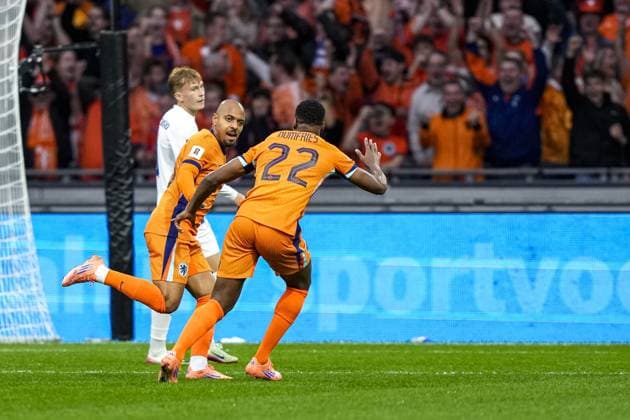 AMSTERDAM, 12-10-2025 , JohanCruyff Stadium , season 2025 2026 , FIFA World Cup, WM, Weltmeisterschaft, Fussball Qualifier between The Netherlands and Finland. Picture shows Netherlands player Donyell Malen scores the 1-0 Netherlands - Finland  x31478214x Copyright: