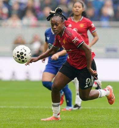 Liverpool, England, 12th October 2025. Melvine Malard of Manchester Utd during the Everton Women vs Manchester United, ManU Women Barclays Women s Super League match at Hill Dickinson Stadium, Liverpool. Picture credit should read: Andrew Yates Sportimage EDITORIAL USE ONLY. No use with unauthorised audio, video, data, fixture lists, club league logos or live services. Online in-match use limited to 120 images, no video emulation. No use in betting, games or single club league player publications. SPI_080_AY_EVERTON_W_MAN_UTD_W SPI-4212-0061