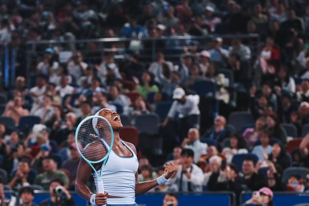 WUHAN, CHINA - OCTOBER 12: Coco Gauff of the United States celebrates after winning the Women s Singles Final match against Jessica Pegula of the United States on day 9 of 2025 Wuhan Open at Optics Valley International Tennis Center on October 12, 2025 in Wuhan, Hubei Province of China.  Copyright: xVCGx 111596759665
