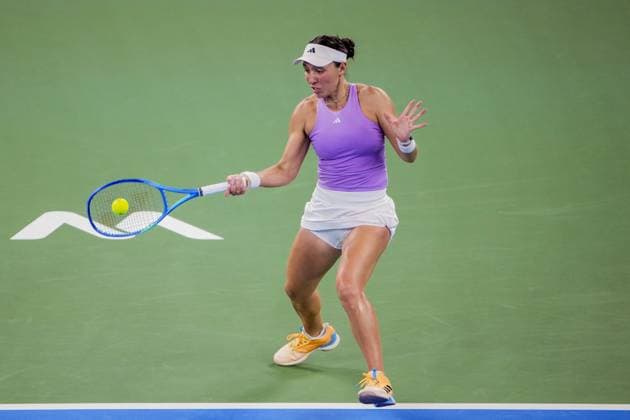 WUHAN, CHINA - OCTOBER 12: Jessica Pegula of the United States competes in the Women s Singles Final match against Coco Gauff of the United States on day 9 of 2025 Wuhan Open at Optics Valley International Tennis Center on October 12, 2025 in Wuhan, Hubei Province of China.  Copyright: xVCGx 111596759720
