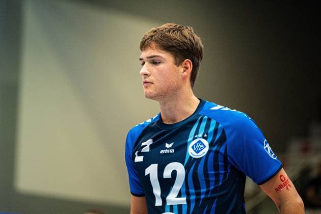 Volleyball I Herren I Saison 2025 2026 I Volleyball Bundesliga Ligacup I VfB Friedrichshafen - WWK Volleys Herrsching I 12.10.2025 Daniel Habermaas (12, VfB Friedrichshafen) Einzelbild Copyright: xLobeca Bjorn-OlexKehmx