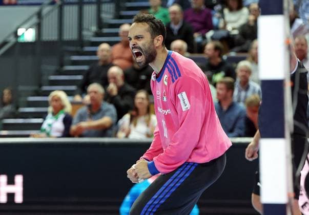 12.10.2025, xovx, Handball Daikin Handball Bundesliga, HSG Wetzlar - HSV Hamburg Jubel bei Mohamed Essam Moustafa El-Tayar (HSV Hamburg) Wetzlar Buderus-Arena Hessen Deutschland (DE)