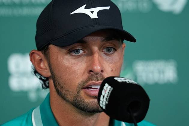 October 12, 2025, Madrid, Madrid, Spain: Marco Penge of England attends his press conference, PK, Pressekonferenz during the Trophy Ceremony after the Open de Espao±a presented by Madrid, R4 Final, golf tournament of DP World Tour at Club de Campo Villa de Madrid on October 12, 2025, in Madrid, Spain. Madrid Spain - ZUMAa181 20251012_zaa_a181_367 Copyright: xDennisxAgyemanx
