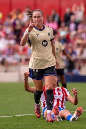 October 12, 2025, Alcala De Henares, Madrid, Spain: EWA PAJOR of FC Barcelona, Barca Femenino celebrates a goal during the match belonging to La LigaF season 25 26 soccer Ã¢â‚¬oe ATLETICO DE MADRID FEM - FC BARCELONA Ã¢â‚¬Â held on october 12, 2025, at the Centro deportivo Alcala de Henares, Madrid, Spain. Alcala De Henares Spain - ZUMAc312 20251012_zsp_c312_186 Copyright: xOscarxManuelxSanchezx