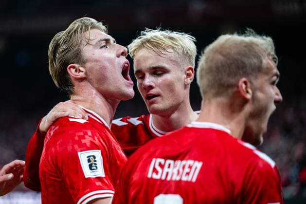 Denmark v Greece, UEFA World Cup qualifier, Copenhagen, Denmark Copenhagen, Denmark. 12th, October 2025. Rasmus Hojlund of Denmark scores for 1-0 during the UEFA world cup qualifier between Denmark and Greece at Parken in Copenhagen. Denmark, Copenhagen  Copyright: xGonzalesxPhoto TobiasxJorgensenx