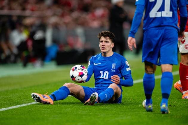 Denmark v Greece, UEFA World Cup qualifier, Copenhagen, Denmark Copenhagen, Denmark. 12th, October 2025. Christos Tzolis (10) of Greece seen during the UEFA world cup qualifier between Denmark and Greece at Parken in Copenhagen. Denmark, Copenhagen  Copyright: xGonzalesxPhoto TobiasxJorgensenx