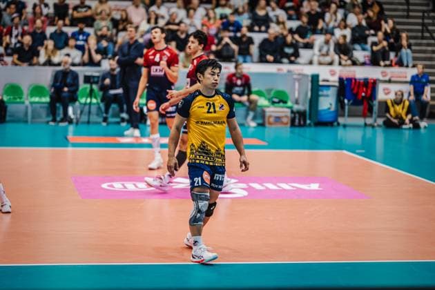 Volleyball Herren Saison 2025 2026 Finale Liga Cup 2025 SVG Lüneburg vs. Berlin Recycling Volleys 12.10.2025 Sho Takahashi ( 21 SVG Lüneburg) enttäuscht nach Punktverlust