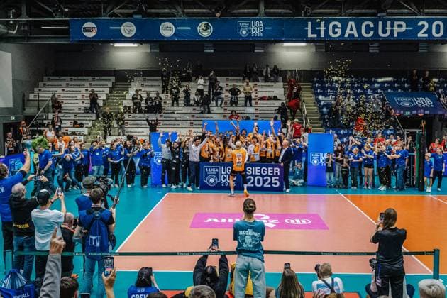 Volleyball Herren Saison 2025 2026 Finale Liga Cup 2025 SVG Lüneburg vs. Berlin Recycling Volleys 12.10.2025 Liga Cup Sieger 2025 die Berlin Recycling Volleys