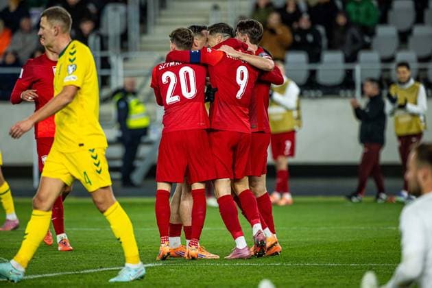 12.10.2025 KOWNO, DARIAUS IR GIRENO STADIONAS, PILKA NOZNA (FOOTBALL), ELIMINACJE MISTRZOSTW SWIATA FIFA 2026, MECZ LITWA - POLSKA ( LITHUANIA - POLAND ) NZ ROBERT LEWANDOWSKI BRAMKA RADOSC GOL GOAL FOTO LUKASZ SKWIOT CYFRASPORT NEWSPIX.PL --- Newspix.pl POLAND OUT!  20251012CSLS00095