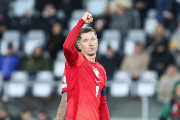 12.10.2025 Kowno. Pilka nozna. Eliminacje Mistrzostw Swiata 2026 mecz : Litwa - Polska --- Football. FIFA World Cup, WM, Weltmeisterschaft, Fussball eliminations match : Lithuania - Poland Nz Robert Lewandowski Radosc gol bramka Fot. Igor Jakubowski Arena Akcji NEWSPIX.PL --- newspix.pl POLAND OUT! 