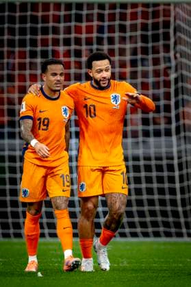 Netherlands forwarder Memphis Depay celebrating the goal during the match Netherlands vs Finland at the Johan Cruijff ArenA for the European Qualifiers Group G season 2025-2026 in AMSTERDAM, Netherlands on 12 oktober 2025, (photo by Marcel van Dorst EYE4images DeFodi Images) Netherlands forwarder Memphis Depay celebrating the goal during the match Netherlands vs Finland at the Johan Cruijff ArenA for the European Qualifiers Group G season 2025 2026 in AMSTERDAM, Netherlands on 12 oktober 2025, photo by Marcel van Dorst EYE4images DeFodi Images