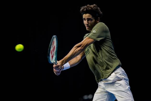 French Pierre-Hugues Herbert pictured in action during the European Open ATP, Tennis Herren tennis tournament in Brussels, on Monday 13 October 2025. This year s edition of the tournament is taking place from 12 to 19 October 2025. JASPERxJACOBS  x136669178x