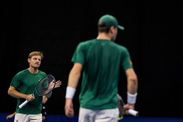 Belgian David Goffin and Belgian Raphael Collignon pictured in action during the European Open ATP, Tennis Herren tennis tournament in Brussels, on Monday 13 October 2025. This year s edition of the tournament is taking place from 12 to 19 October 2025. JASPERxJACOBS  x136688180x