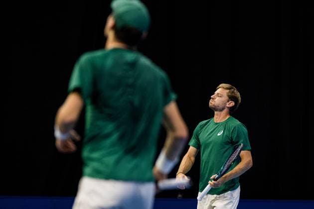 Belgian David Goffin and Belgian Raphael Collignon pictured in action during the European Open ATP, Tennis Herren tennis tournament in Brussels, on Monday 13 October 2025. This year s edition of the tournament is taking place from 12 to 19 October 2025. JASPERxJACOBS  x136688286x