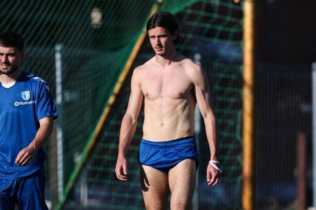 Jean Hugonet (r.,1. FC Magdeburg,24) - 2. Fußball Bundesliga Saison 2025-2026 Training 1. FC Magdeburg an der Avnet Arena in Magdeburg - Fußball,Mann,Männer,Deutschland,13.10.2025