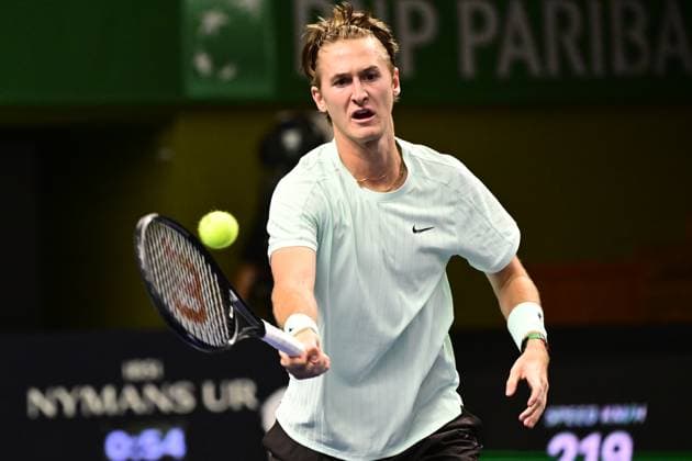 STOCKHOLM, SWEDEN 20251013 Sebastian Korda, USA, in his match against Alexei Popyrin, Australia, during the BNP Paribas Nordic Open tennis tournament at the Royal Swedish Tennis Hall. STOCKHOLM SWEDEN x10030x