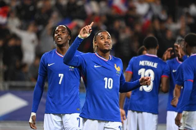Football : 2025 UEFA European Under-21 Championship qualification -France v Estonia Wilson ODOBERT of France during the 2025 UEFA European Under-21 Championship qualification, Group C football match between France u 21 and Estonia u 21 at the Alpes stadium Grenoble on October 13, 2025  Copyright: xALLILI_MOURADx