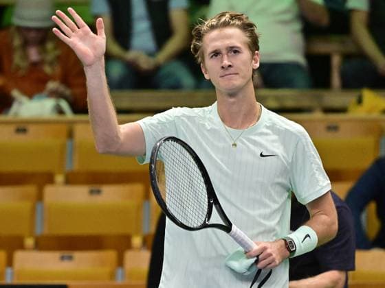 STOCKHOLM, SWEDEN 20251013 Sebastian Korda, USA, in his match against Alexei Popyrin, Australia, during the BNP Paribas Nordic Open tennis tournament at the Royal Swedish Tennis Hall. STOCKHOLM SWEDEN x10030x