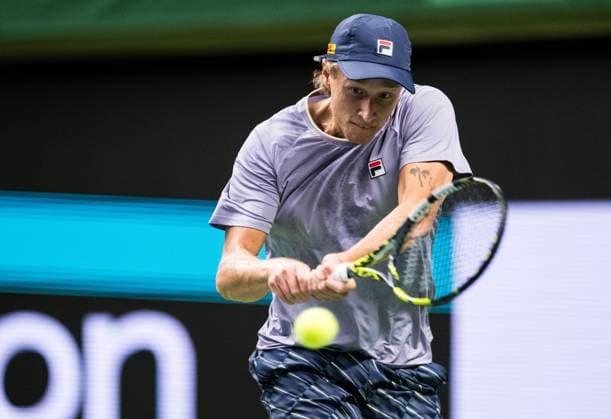 251013 Leo Borg of Sweden competes in a men s singles tennis match during day 1 of the ATP, Tennis Herren 250 Nordic Open on October 13, 2025 in Stockholm. Photo: Emma Wallskog BILDBYRAN COP 320 EW0577 tennis nordic open nordic open 2024 bbeng sverige sweden Copyright: EMMAxWALLSKOG BB251013EW042