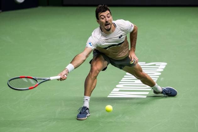 251013 Sebastian Ofner of Austria competes in a men s singles tennis match during day 1 of the ATP, Tennis Herren 250 Nordic Open on October 13, 2025 in Stockholm. Photo: Emma Wallskog BILDBYRAN COP 320 EW0577 tennis nordic open nordic open 2024 bbeng österrike austria Copyright: EMMAxWALLSKOG BB251013EW050