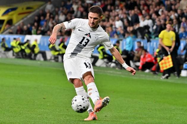 Ljubljana, Slovenia, October 13th 2025, Erik Janza of Slovenia in action during the UEFA European Qualifiers for 2026 World Cup, Group B match between Slovenia and Switzerland at Stadium Stozice, Ljubljana, Slovenia. (Photo by Igor Kupljenik Sports Press Photo) Copyright: xIgorxKupljenikx xSPPx Sportspressphoto_SPR42165